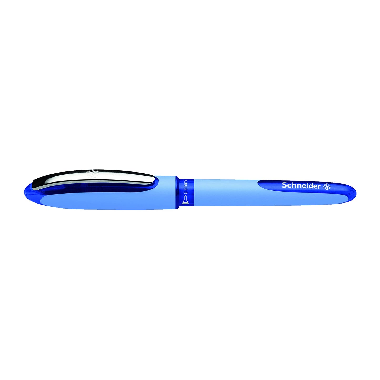 Schneider One Hybrid N Rollerball Pen, 0.3 mm Hybrid Needle Tip, Light Blue Barrel, Blue Ink, Box of 10 Pens (183403)