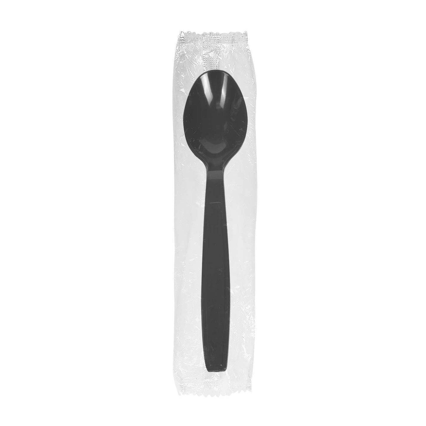 Karat [1,000 ct] Heavy Duty Plastic Spoons Individually Wrapped – Sturdy Disposable Spoons for Break Rooms & Parties – Strong, Firm for Sanitary Use | Black