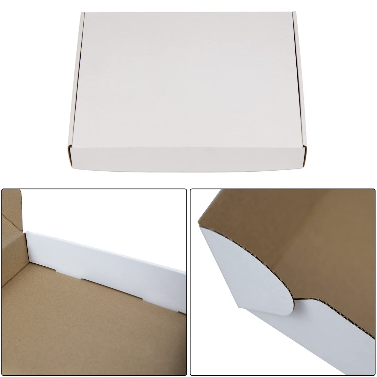 Sodissa 13x10x2 Inches Shipping Boxes Pack of 25, White Corrugated Cardboard Boxes for Small Bussiness
