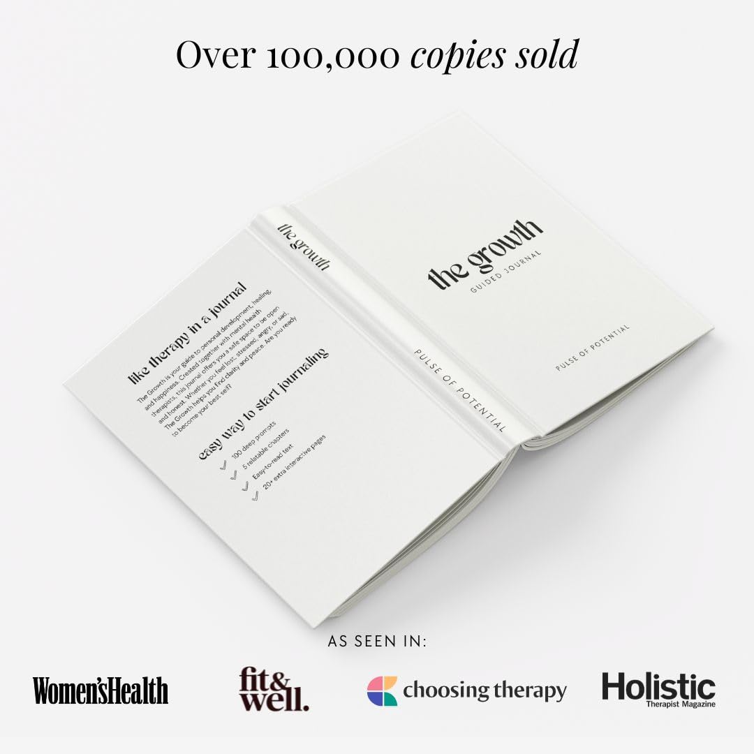 The Growth Guided Journal - Like Therapy in a Journal for Self-Discovery, Healing, Self-Love and Personal Growth - Daily Journal Prompts for Self-Care - Wellness Gift for Men and Women