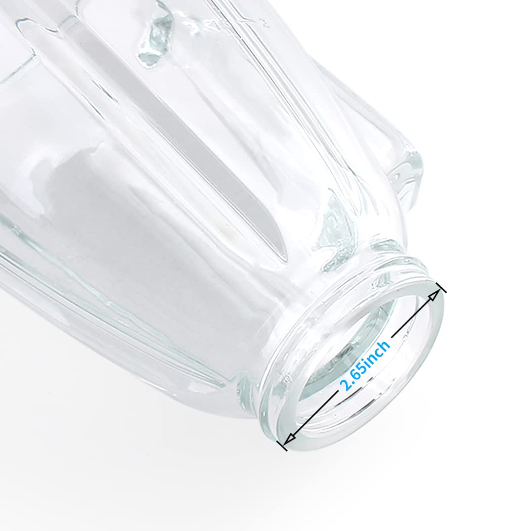 LMEI Replacement Parts 6-cups Glass jar with SPB-7CH-LR Black Collar and blade,Compatible with Cuisinart Blenders