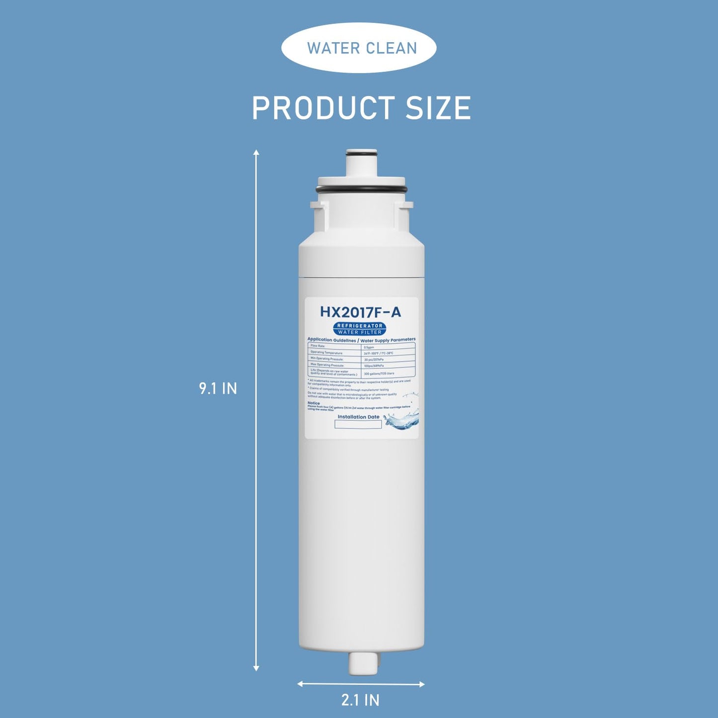 HX2017FR-A Water Filter Cartridge Compatible with Hisense HRF266N6CSE1, HRF266N6CSE, HRF209N6CSE, HRF254N6TSE, HRF254N6DSE Twist-In Models, 2 Pack