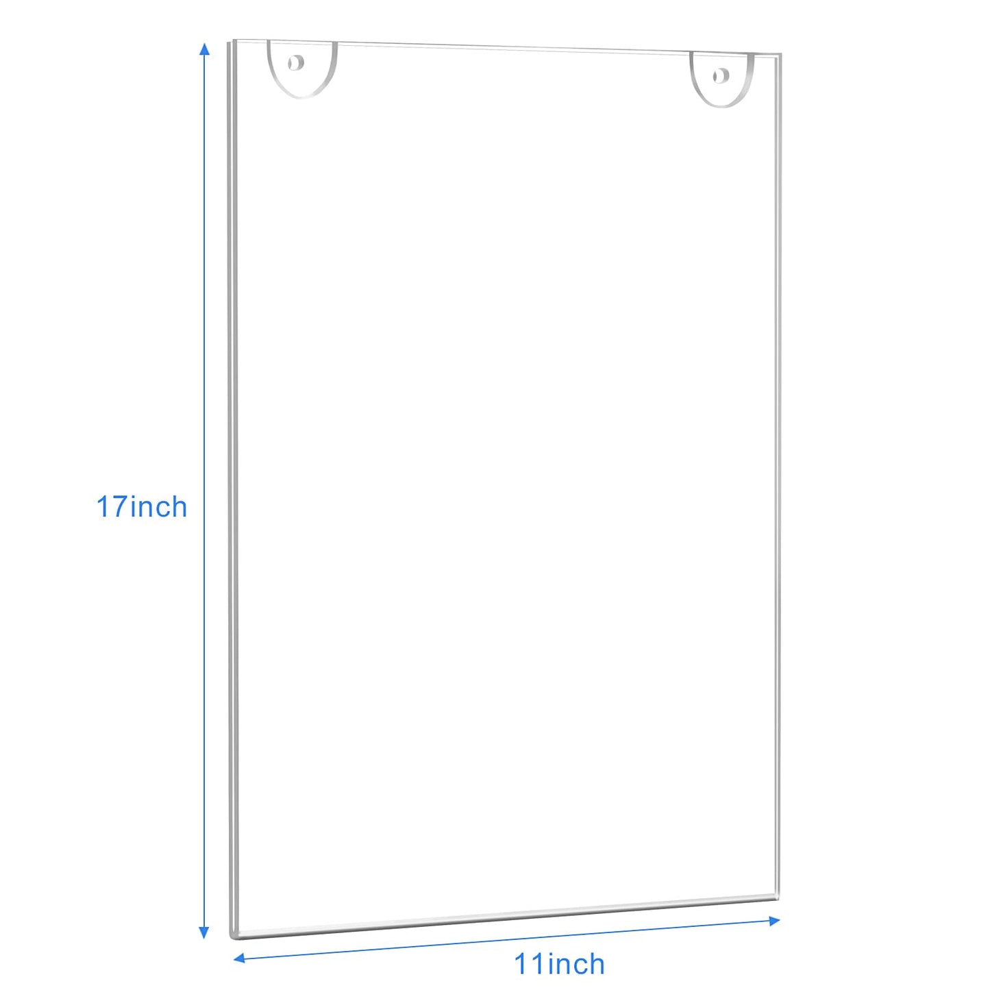 Acrylic Sign Holder 11x17 Vertical, Wall Mount Document Holder, Clear Plastic Picture Frame with Tape Adhesive and Screws for Office, Home, Store, Restaurant - 6 Pack