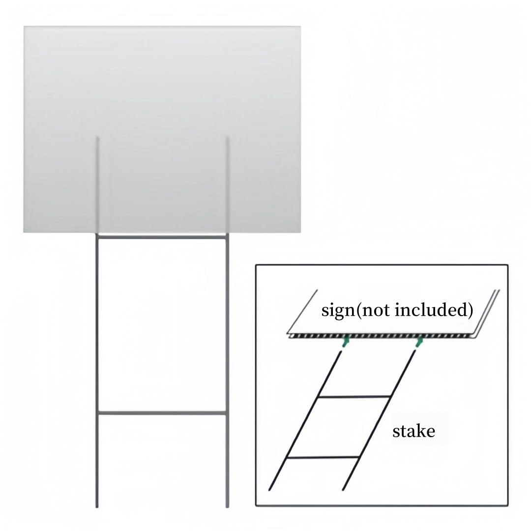 25 Pack Heavy Duty Metal H Frame Wire H Long Stakes, 30'' x 10'' Yard Sign Stake for 4mm Corrugated Signs