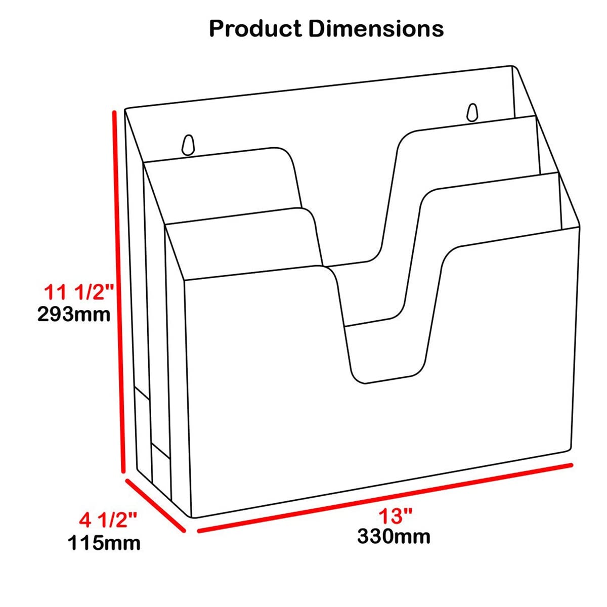Acrimet Horizontal Triple File Folder Holder Organizer, Open-Top Desktop Document Sorter for Letter Size Papers & Folders, Includes 9 Manila Folders, Plastic Clear Crystal
