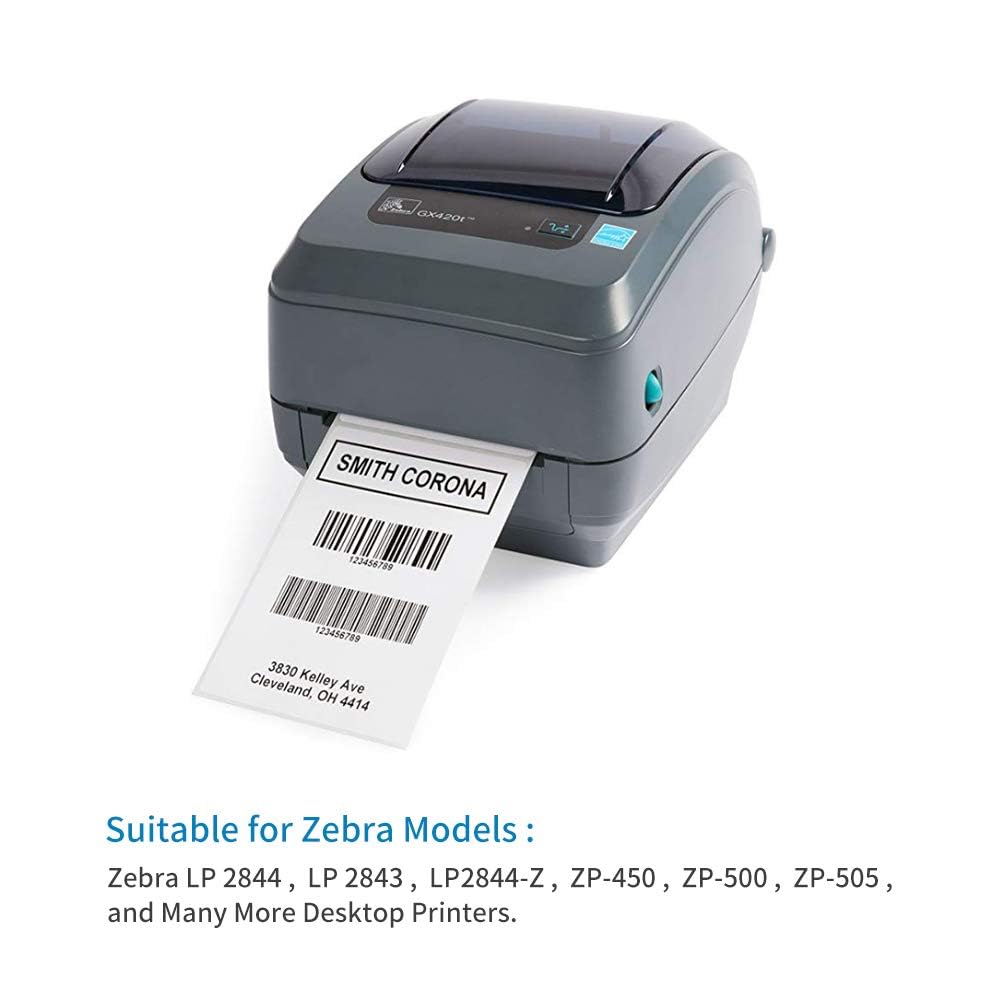 L LIKED 1800 PCS 4"x6" Direct Thermal Shipping Labels with 450 per Roll- Perforated & Strong Adhesive, Blank, Compatible with Zebra 2844, ZP-450, ZP-500, ZP-505, 4 Rolls