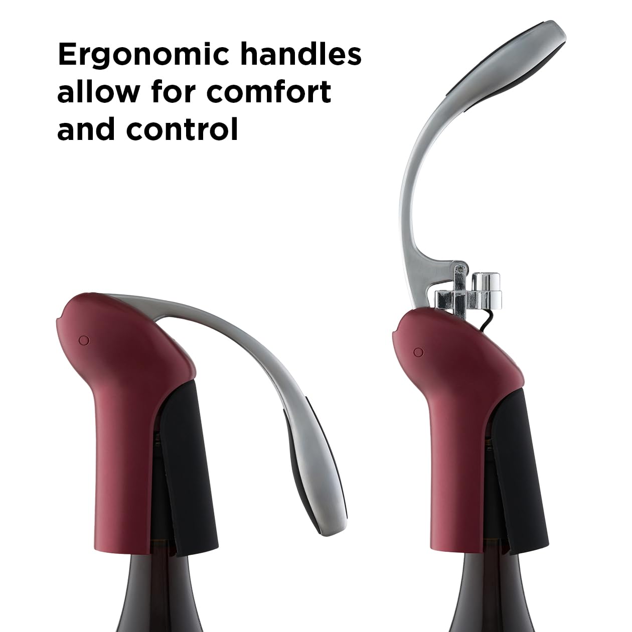Rabbit Vertical Corkscrew Wine Opener with One-Pull Design, Foil Cutter Included, Easy to Use Manual Lever, Durable Stainless Steel Spiral, Merlot