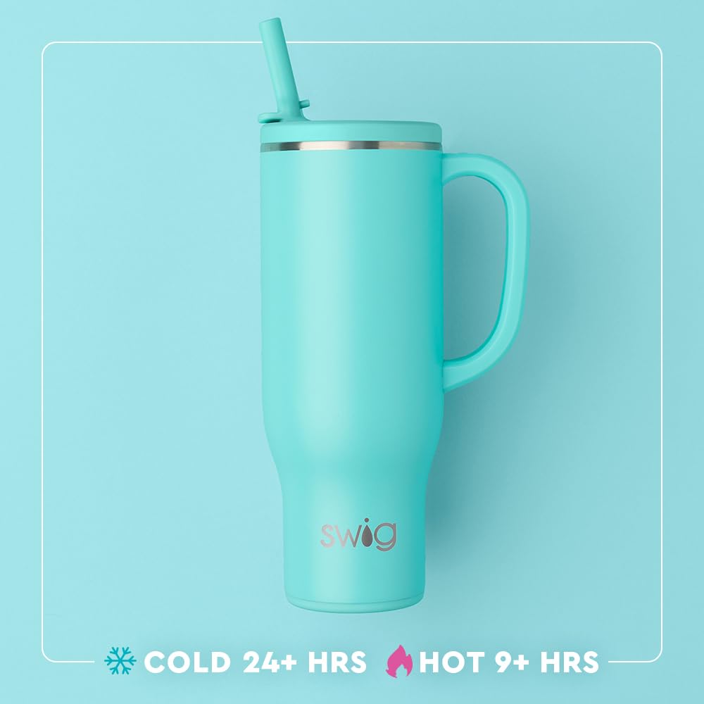 Swig Life 30oz Mega Mug, 30oz Tumbler with Handle and Straw, Large Insulated Tumblers, Cup Holder Friendly Travel Mug, Stainless Steel 30 oz Tumbler, Reusable Insulated Water Bottle (Giddy Up)