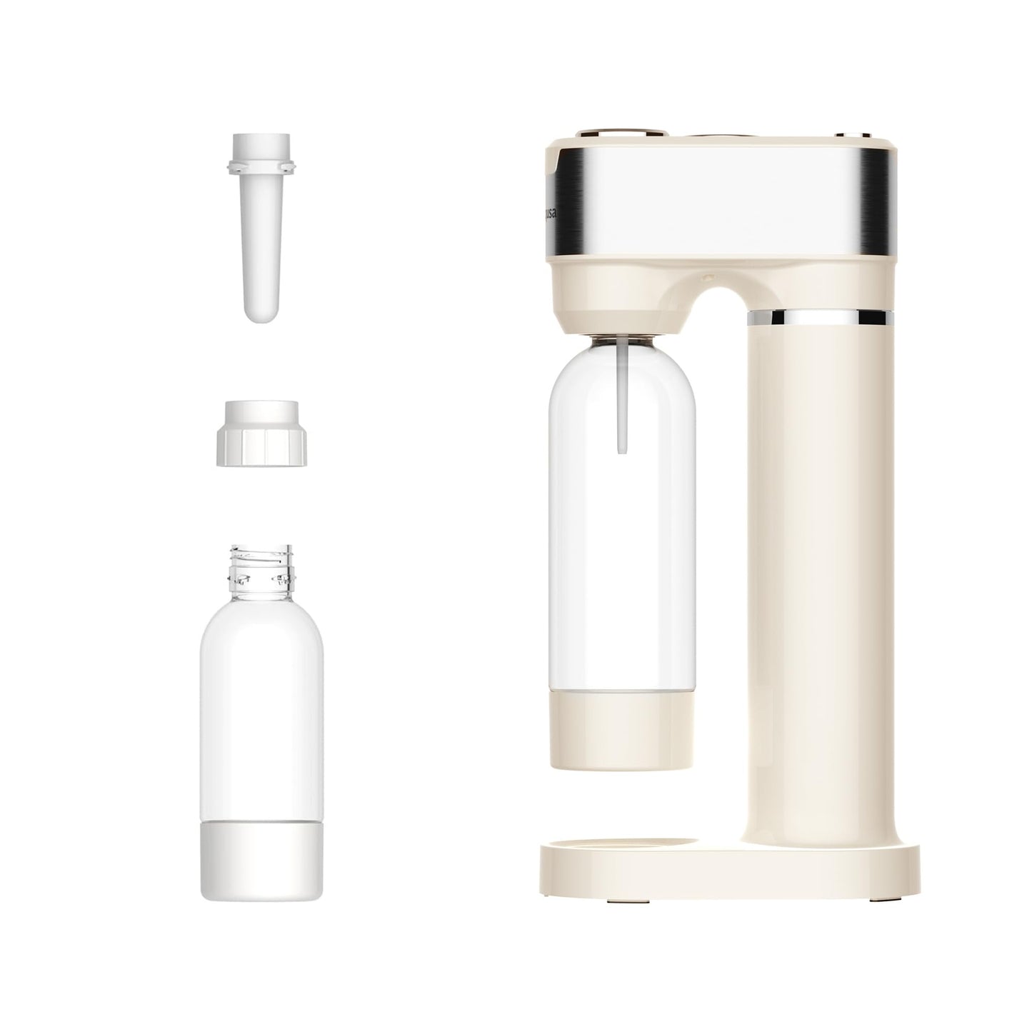 Sparkling Water Maker for Home, Soda Streaming Maker with 2 BPA free Bottles(1L + 0.5L) Carbonated Water Seltzer Fizzy Drink Machine, Compatible with Screw-in 60L CO2 Carbonator(NOT Included) (Cream)