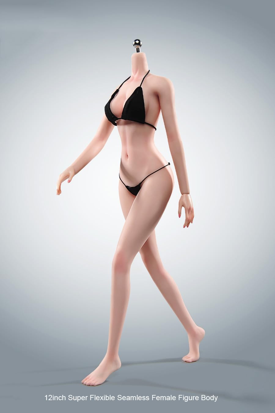1/6 Scale Female Body,12inch Super Flexible Seamless Female Figure Body Makeup Version with Undetachable Feet Tall and Slender Miniature Action Figure (Pale Skin)