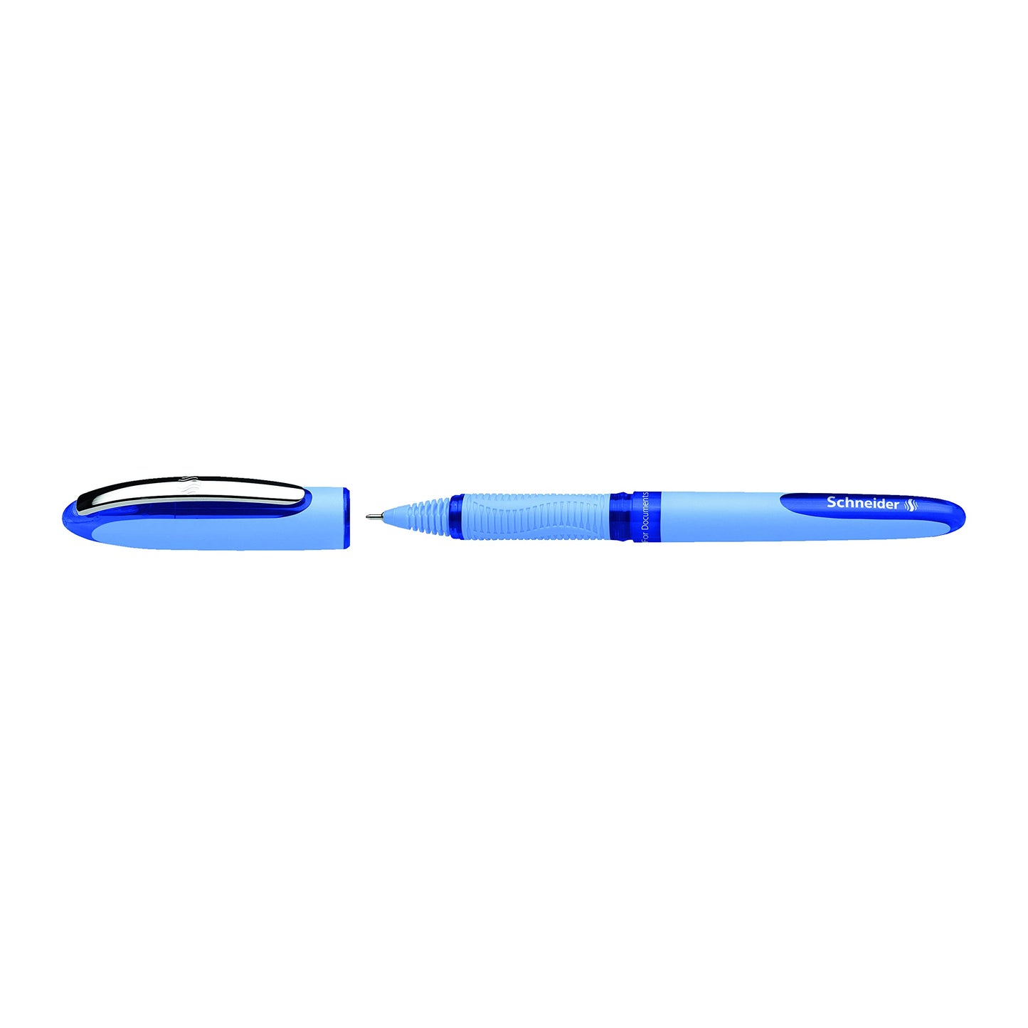 Schneider One Hybrid N Rollerball Pen, 0.3 mm Hybrid Needle Tip, Light Blue Barrel, Blue Ink, Box of 10 Pens (183403)