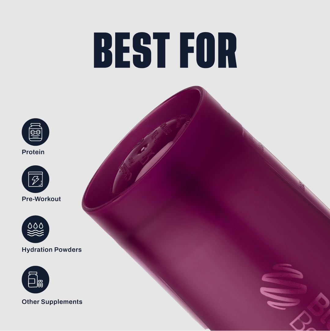 BlenderBottle Classic V2 Shaker Bottle Perfect for Protein Shakes and Pre Workout, 20-Ounce (3 Pack), Red, Green, Plum