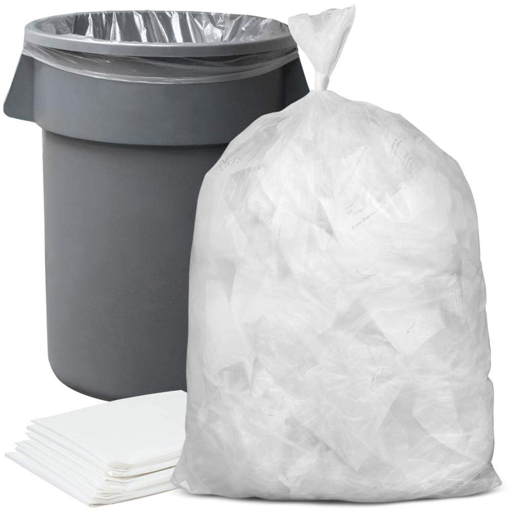 Plasticplace 56 Gallon Trash Bags - Clear High Density Garbage Bags - Heavy Duty, Scent-Free, Large Trash Can Liners for Kitchen, Commercial, & Garden Use 16 Microns, Leak-Proof, 43" x 48" (150 Count)