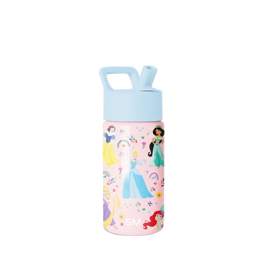 Simple Modern Disney Princess Kids Water Bottle with Straw Lid | 14oz Insulated Stainless Steel Kids Tumbler & Spill Proof Toddler Cup for School, Girls, Boys | Summit | Princess Rainbows
