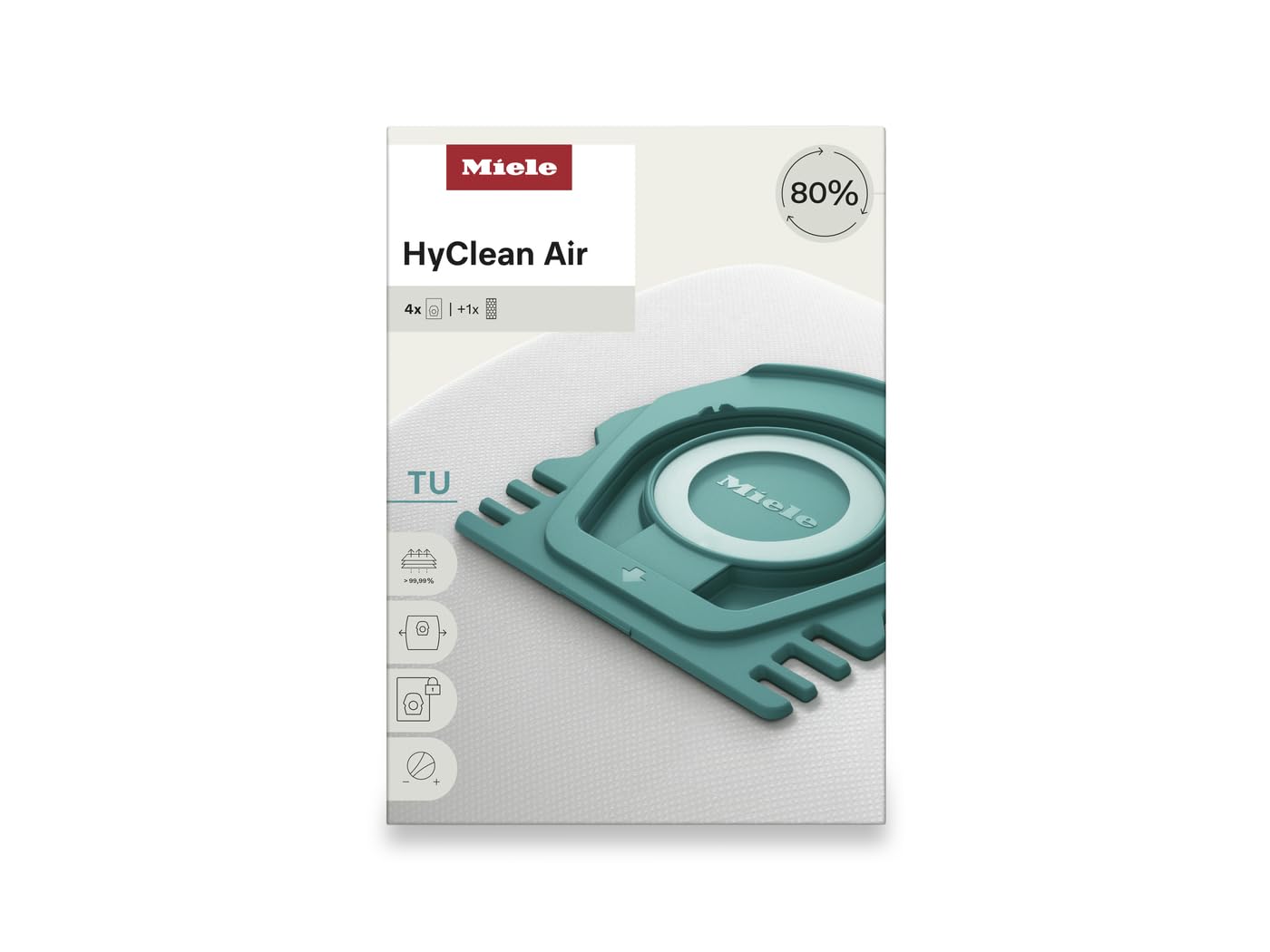 Miele HyClean Air TU Vacuum Cleaner Bags for Miele Guard L1 Vacuum Cleaners, Pack of 4 Vacuum Bags and 1 AirClean Exhaust Filter – 12774420