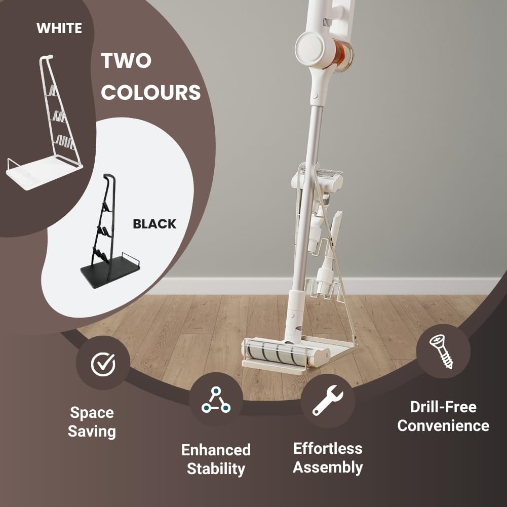 IZSOHHOME Universal Vacuum Stand,Storage-Stand-Docking-Station-Holder,Stable Metal Storage Bracket Stand Holder,Compatible with Dyson,Hoover, Eureka, Rainbow,Shop VAC and Most Stick Vacuum(White)
