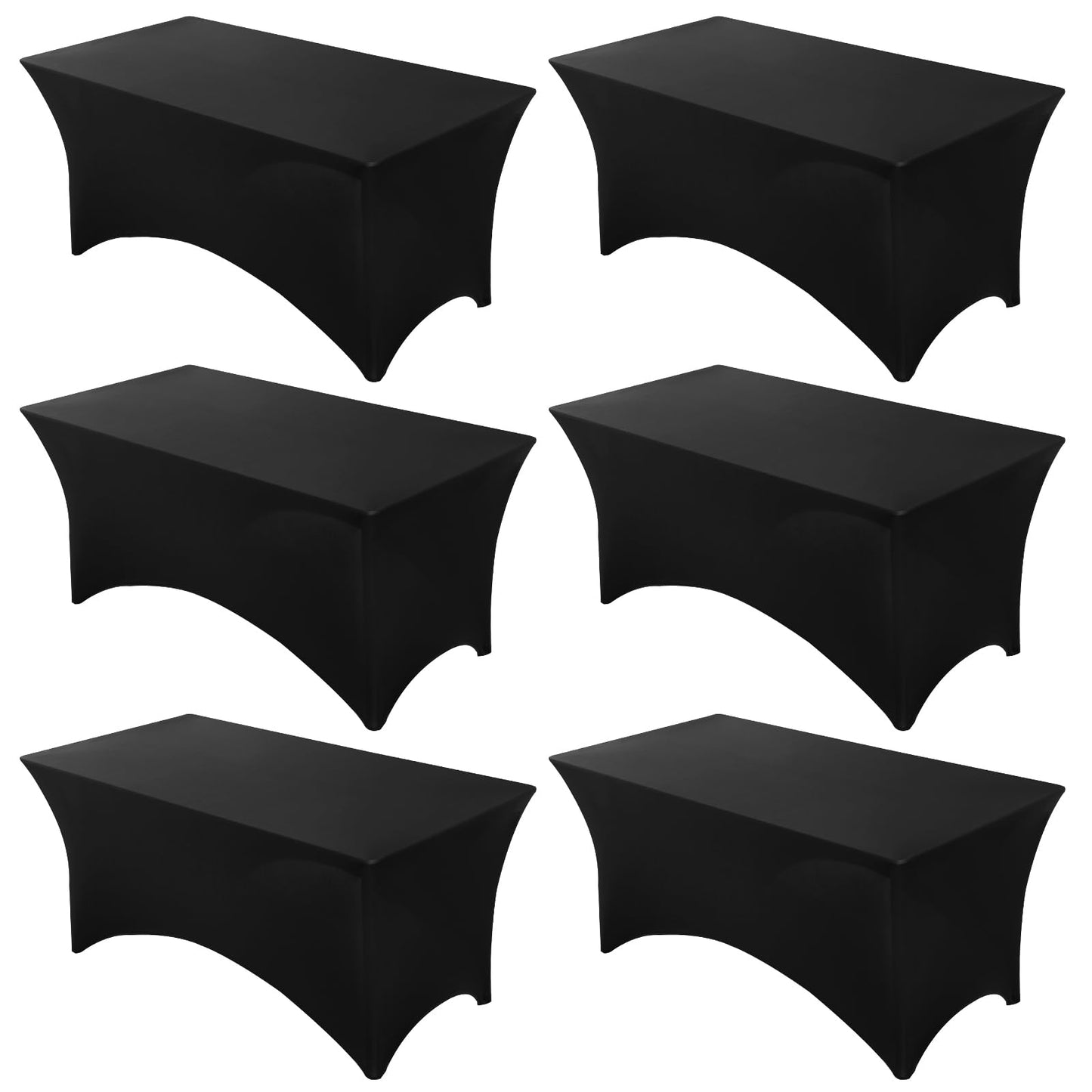 Fixwal 6 Pack Black Table Cover, Spandex Table Cloths for 6 Foot Rectangle Tables Fitted Tablecloth, Wrinkle-Free and Stretch Folding Tablecloth for Banquet, Wedding, Party (72L x 30W x 30H Inch)