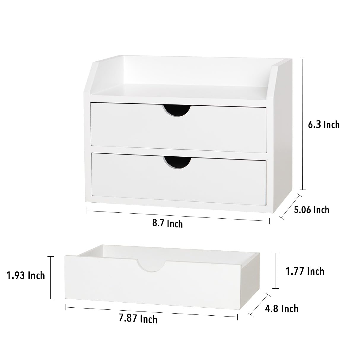 ZGZD Wooden Organizer Mini Desk Drawer Tabletop Office Supplies Desk Accessories for Office or Home White (2 Drawers)