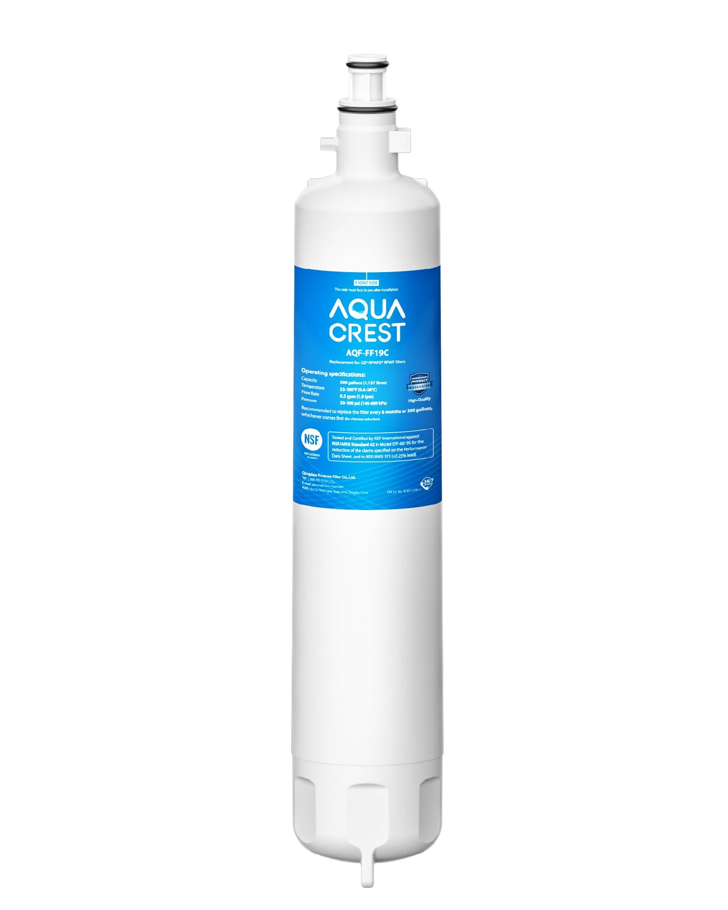 AQUA CREST AQF-FF19C Replacement for GE® RPWFE®, RPWF (with CHIP) Refrigerator Water Filter, Compatible with GYE22HMKES, GYS22GMNES, GYE22HBLTS, DFE28JSKSS, GFE28HMHES, GNE29GYNFS, GFE28GYNFS