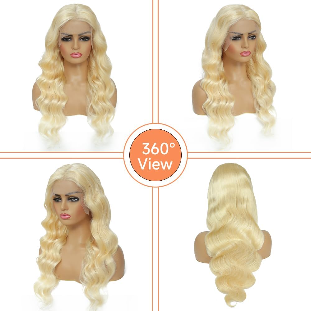 Manyisi 30 Inch 613 13x6 Lace Front Wig Human Hair 200 Density Blonde Body Wave Lace Front Wigs Human Hair Pre Plucked Blonde Wig Human Hair 613 HD Lace Frontal Wigs Human Hair