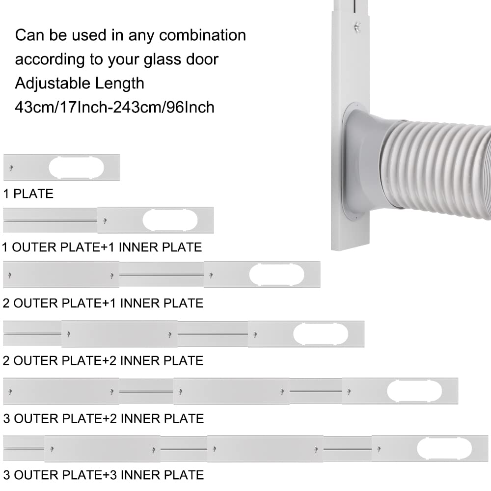 Kxuhivc Portable Air Conditioner Window Vent Kit, Adjustable Window Seal with 5.9 Inch Diameter, 78.7 Inch Length Exhaust Hose for A/C Unit Universal for Sliding Glass Doors