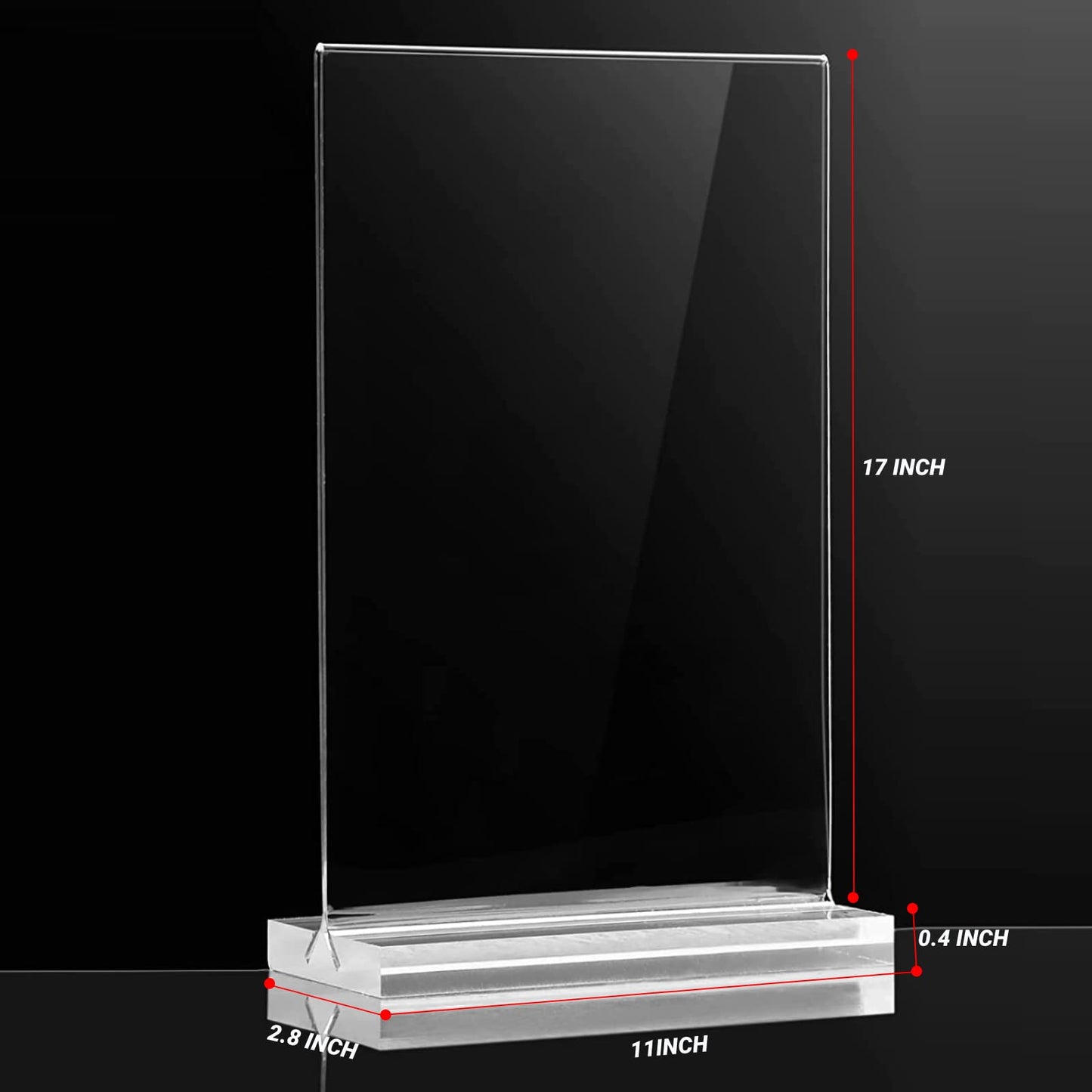 BeapTcely 3 Pack 11 x 17 Inches Acrylic Sign Holder Clear T Shaped Sign Holder Table Menu Display Stand Double Sided Picture Flyer Sign Holder for Office Store Restaurant Hotels (3, 11 x 17 Inches)