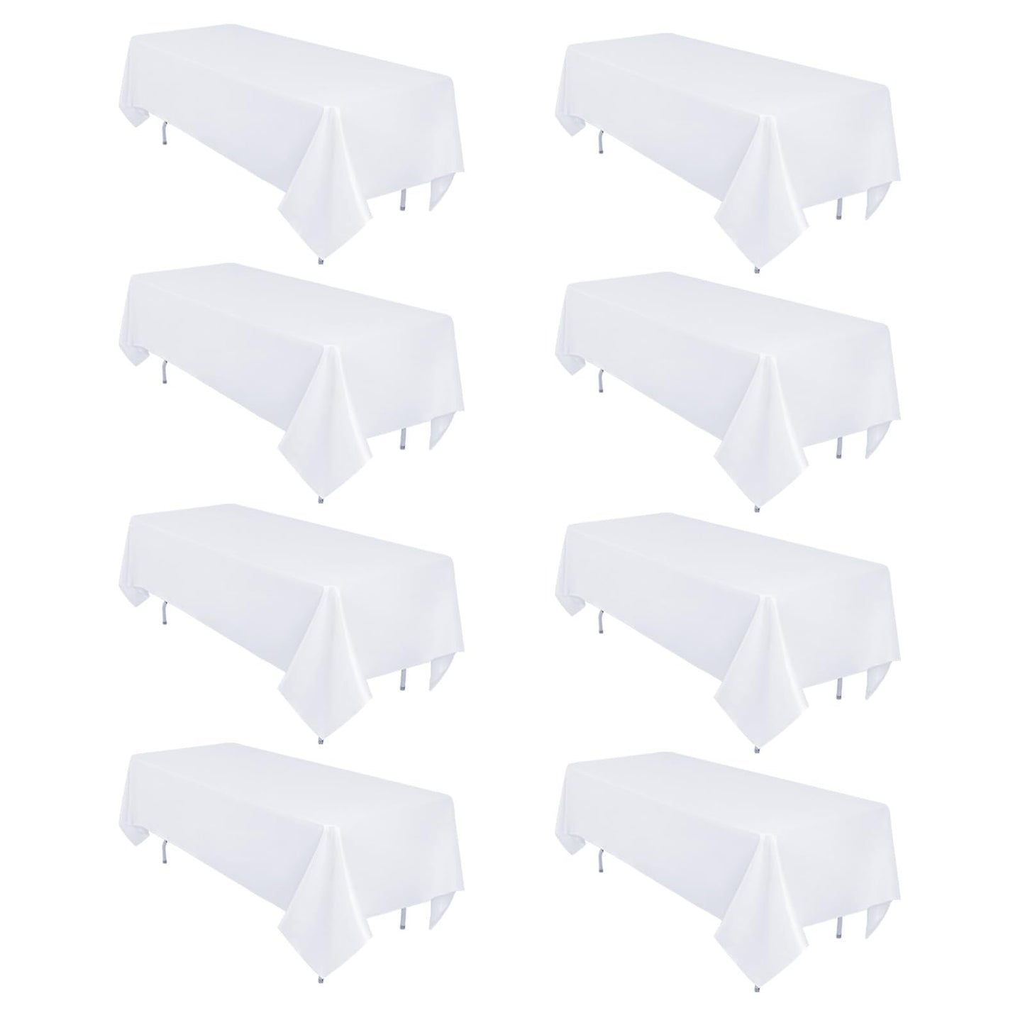 Heneger 8 Pack White Table Cloth 60 x 102 Inch Rectangular Tablecloths for 6 Foot Rectangle Tables, Wrinkle Resistant White Tablecloth Washable Polyester Fabric Table Covers for Party Wedding Banquet