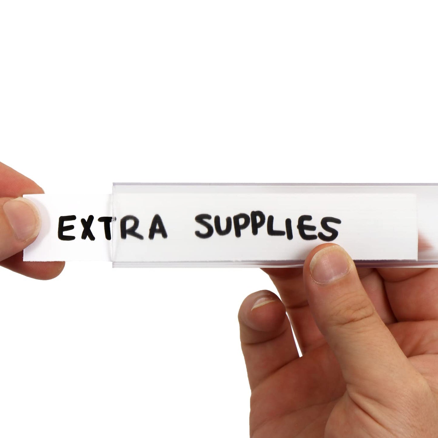SmartSign Shelf Clip Label Holder | 1.125" x 6" Clear Plastic, for 1" Thick Shelves, Pack of 10