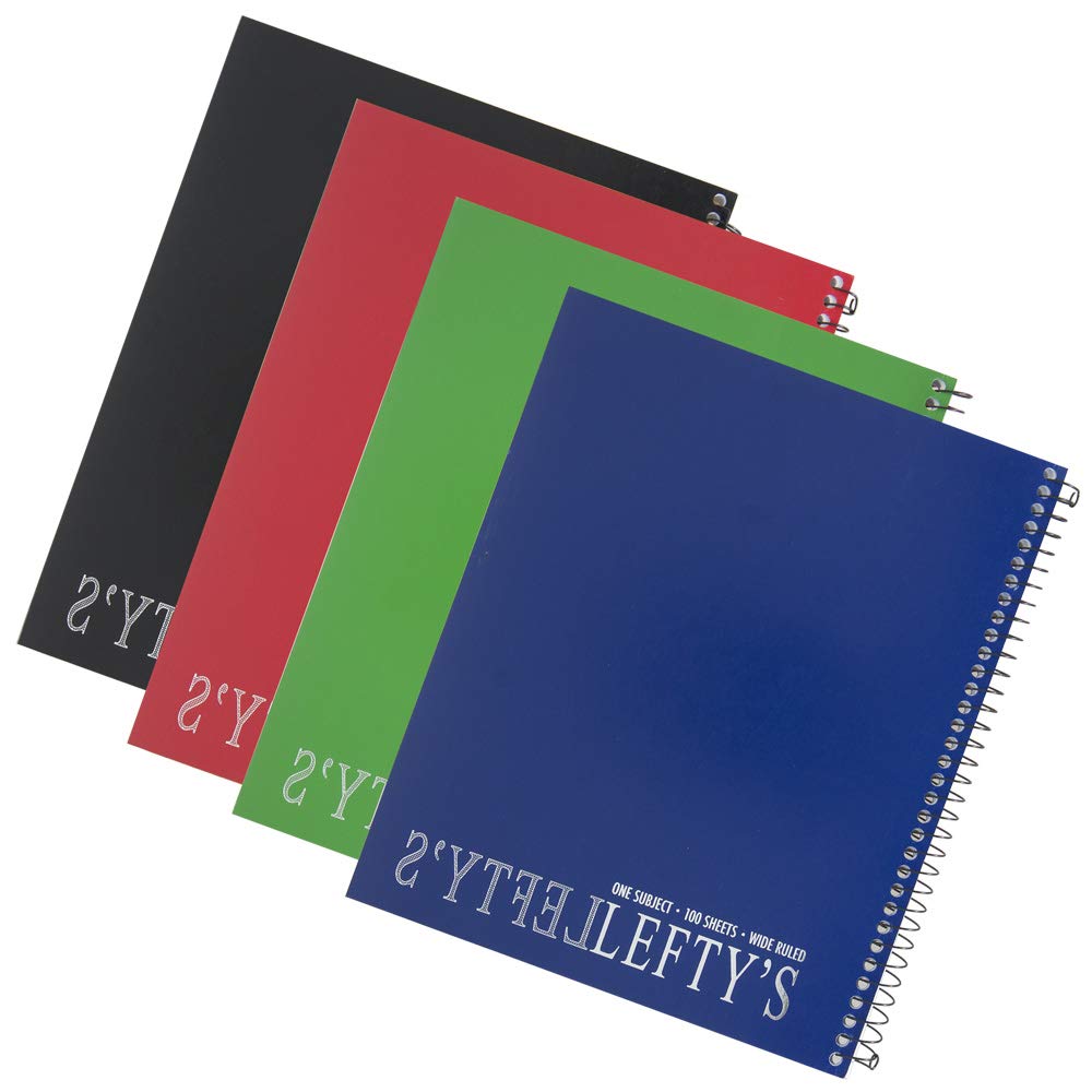 Comet School Supply Left-Handed Wide Ruled Notebooks Set of 4 Assorted Colors