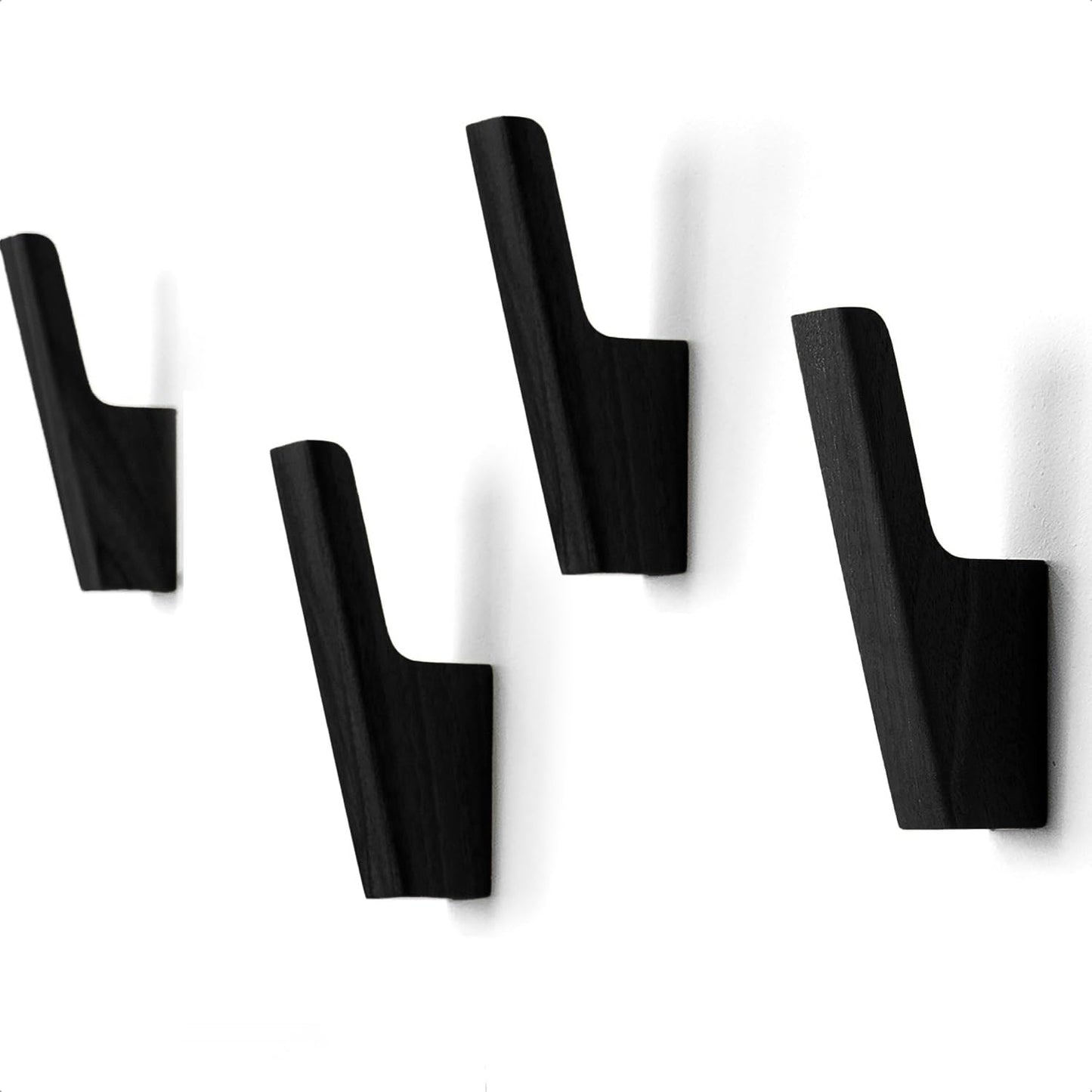 TheHrdwoodCom Wood Wall Hooks - Set of 4 - Solid Black Walnut Wood Coat Hooks for Hanging Hat, Purse, Backpack, Bag, Jacket - Modern Farmhouse Decor for Wall and Practical Entryway Hooks (Walnut)