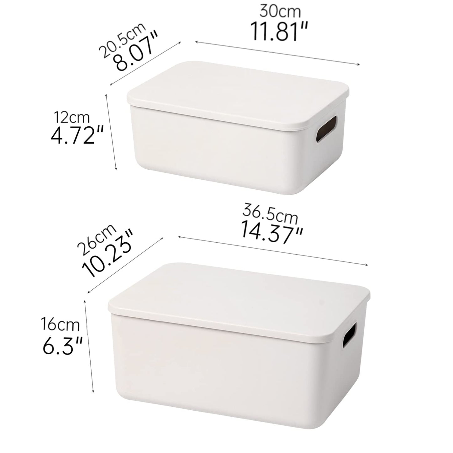 Yishyfier Plastic Storage Baskets With Lid Organizing Container Lidded Knit Storage Organizer Bins for Shelves Drawers Desktop Closet Playroom Classroom Office (4M+2S, Light grey)