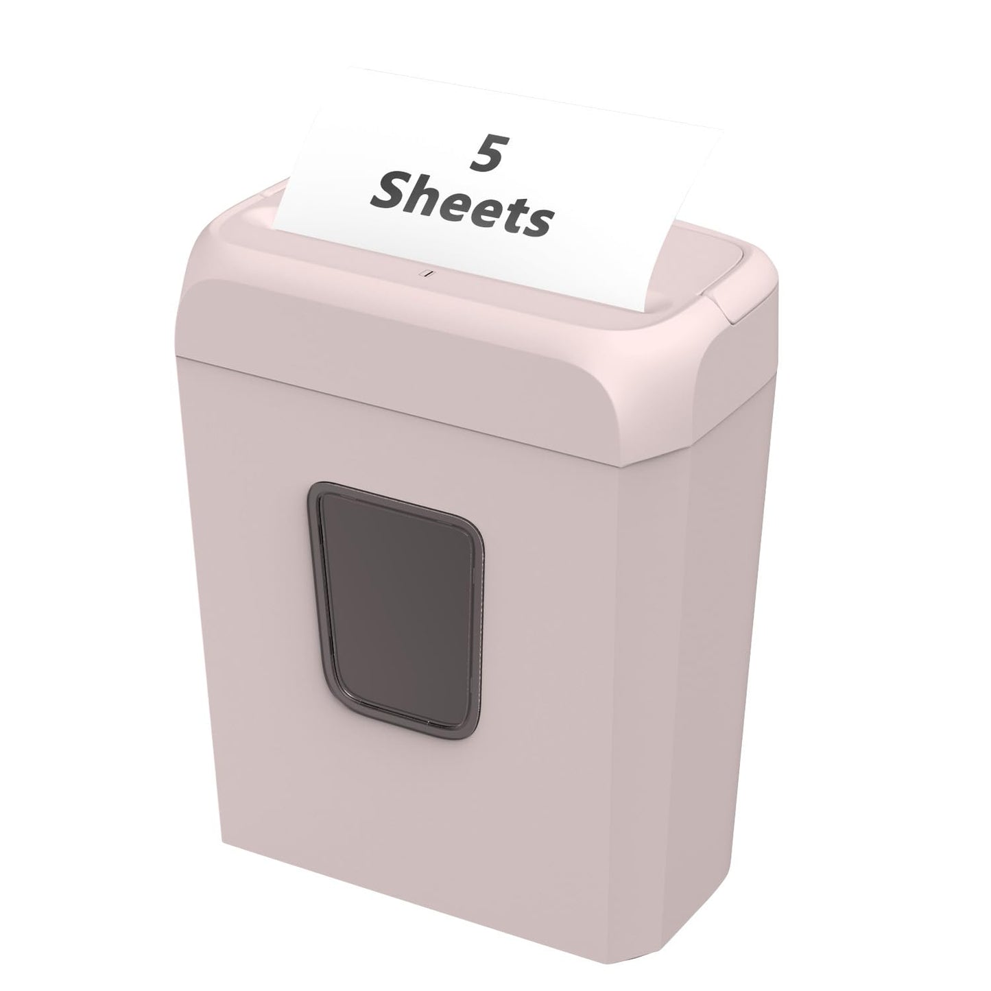 Bonsaii 5-Sheet Crosscut Shredder for Home & Office, Shreds Paper, Credit Cards, Staples & Paper Clips, 3.4-Gallon Pullout Bin, Compact & Stylish in Pink