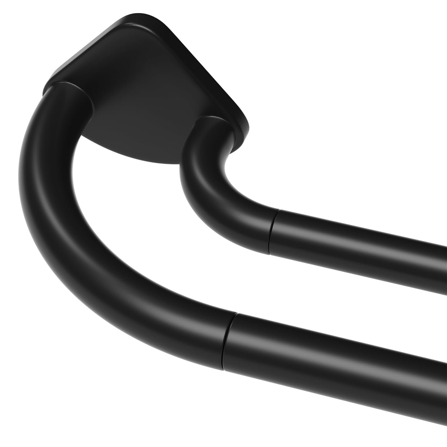 PeSenp Black Double Curtain Rod 38 to 62 Inches, Blackout Wrap Around Curtain Rod for Windows, 6/8 Inch Room Darkening Telescoping Double Drapery Rod, Easy Install for Rentals & Apartments