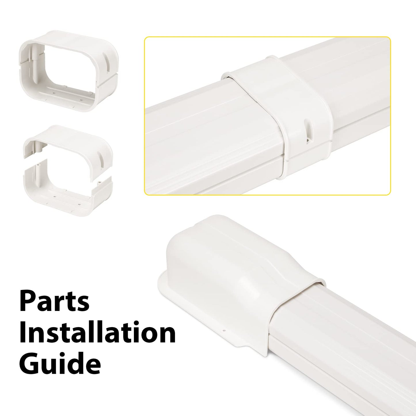 GUEQUITLEX 4" W 9 Ft Line Set Cover Kit for Mini Split Air Conditioner Decorative PVC Line Cover Kit for Central Air Conditioner Mini Split AC Cover for Outside Heat Pumps Tubing Cover