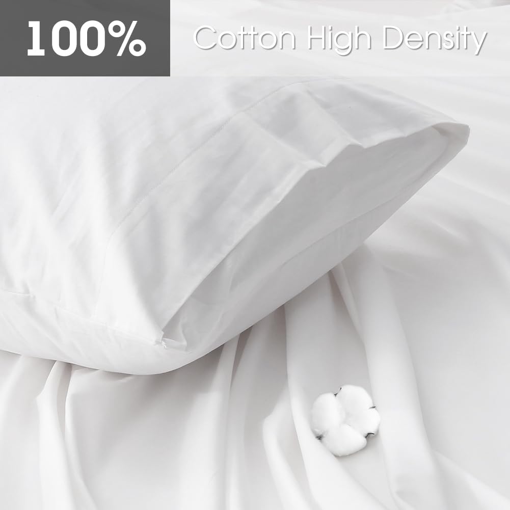 HYPREST Extra Deep Pocket Queen Sheet Sets Fits 18"-24" in Deep Mattress -100% Cotton Queen Sheet Set,White Hotel Luxury Soft Cooling Sheet Sets for Queen Bed Deep Pocket