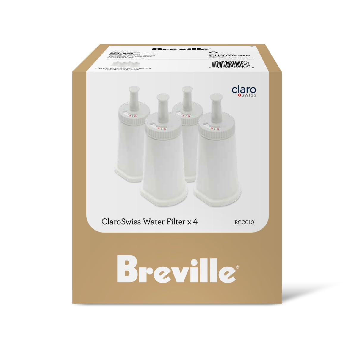 Breville BCC010 Claro Swiss Water Filter Designed for Breville Models, 4 Pack