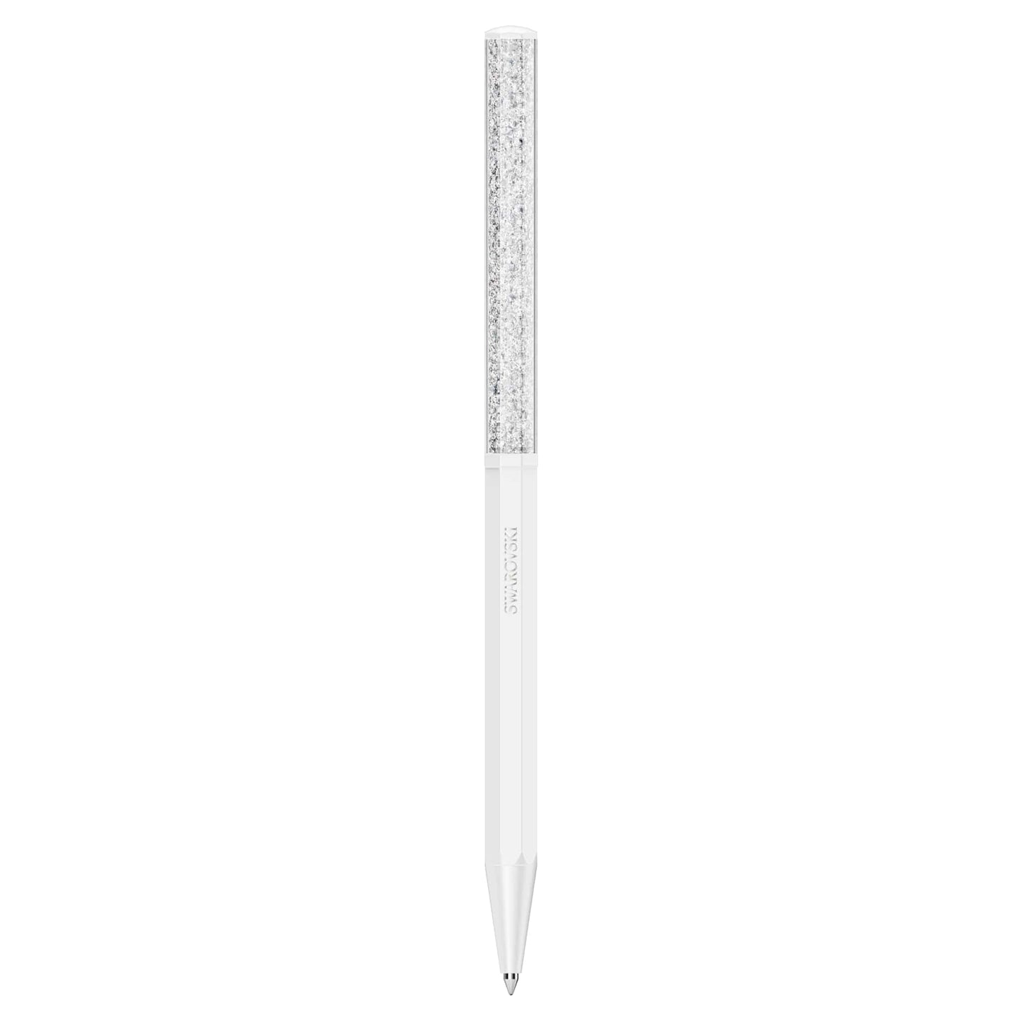 Swarovski Crystalline Ballpoint Pen, White Lacquered Barrel with Eight Crystal Facets and More Than 400 Clear Crystals, from the Crystalline Collection