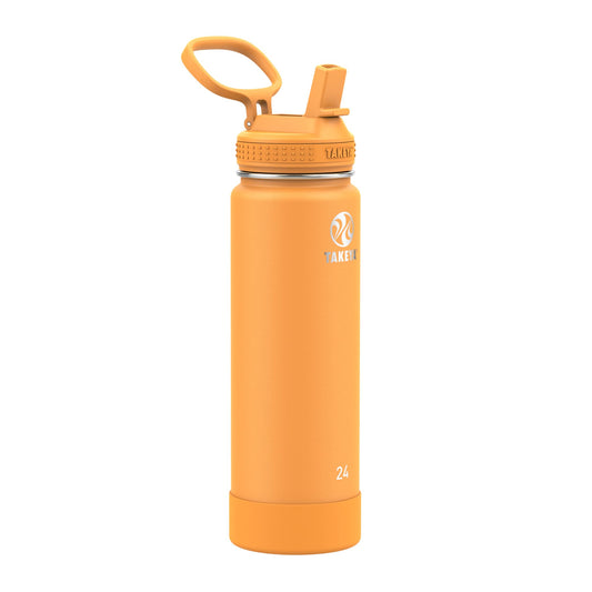 Takeya 24 oz Actives Stainless Steel Water Bottle with Straw Lid – Leakproof, Double-Wall Insulated, Keeps Drinks Cold 24 hrs/Hot 12 hrs, BPA-Free, Powder-Coated, Gym & Travel, Honeycomb