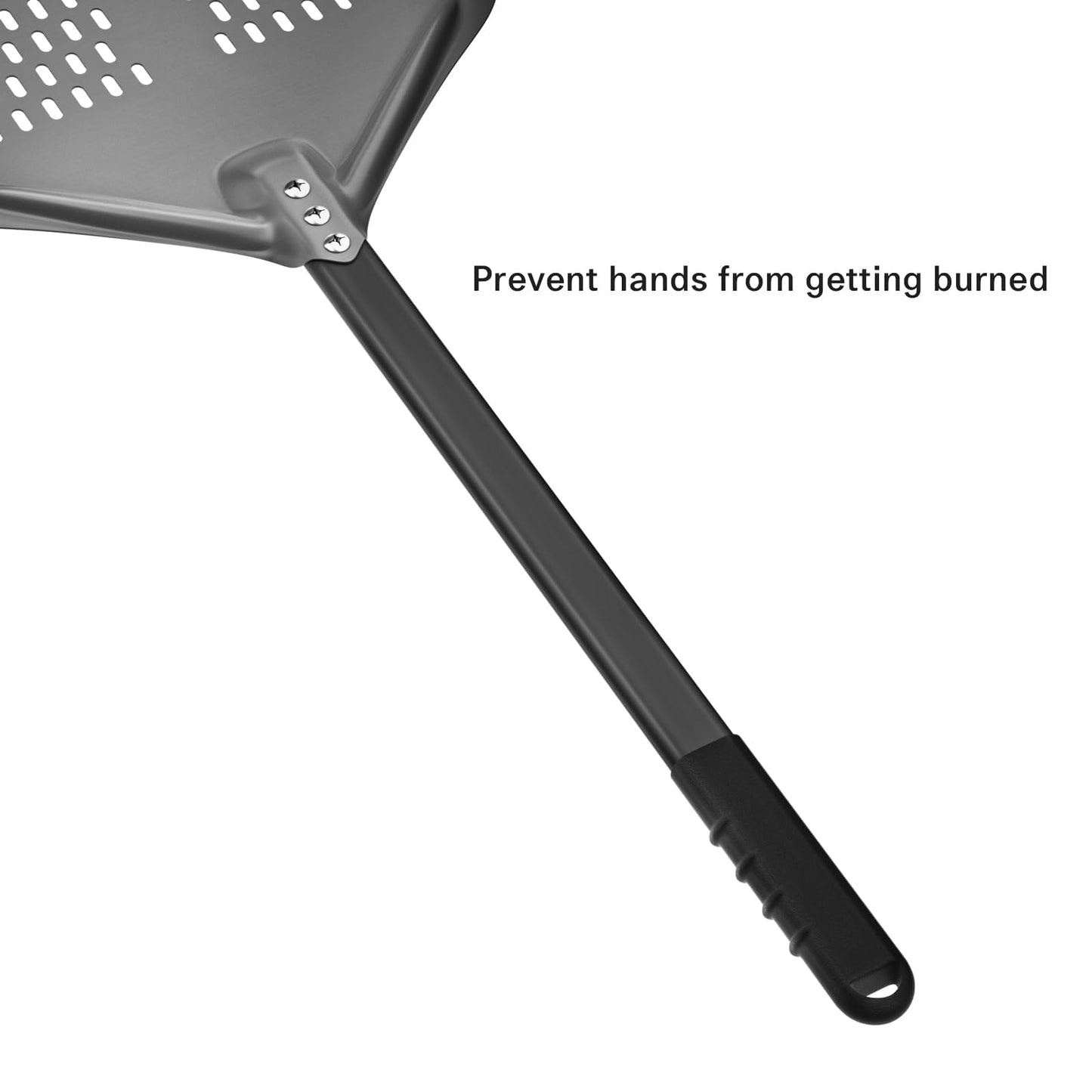 G.a HOMEFAVOR 14" x 17" Perforated Pizza Peel 35 Inch overall, Rectangular Aluminum Pizza Turning Peel with Extended Silcone Handle For Baking Pizza Brick Oven