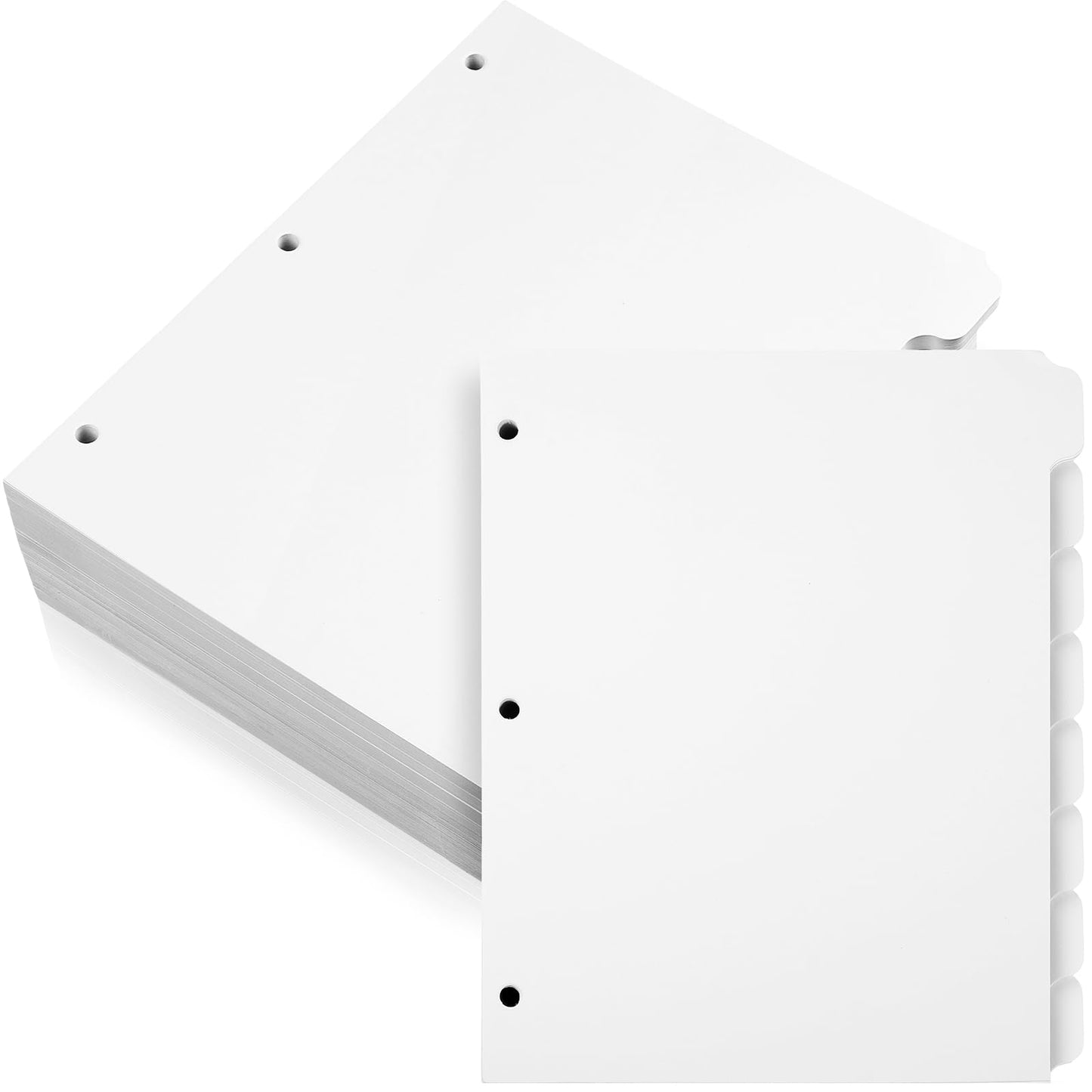 Harloon 30 Set 30 Set 3 Ring Binder Dividers with 8 Tabs, 1/8 Cut Tab Divider 3 Hole Punch 8.5 x 11 Inch Blank Index Binder Bulk 230 GSM Heavyweight Paper for School Class Office Home (White)