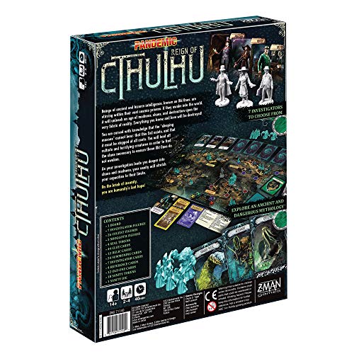 Asmodee Pandemic Reign of Cthulhu Board Game - Investigate and Confront Cosmic Horror, Cooperative Strategy Game, Family Fun for Kids & Adults, Ages 14+, 2-4 Players, 40 Minute Playtime