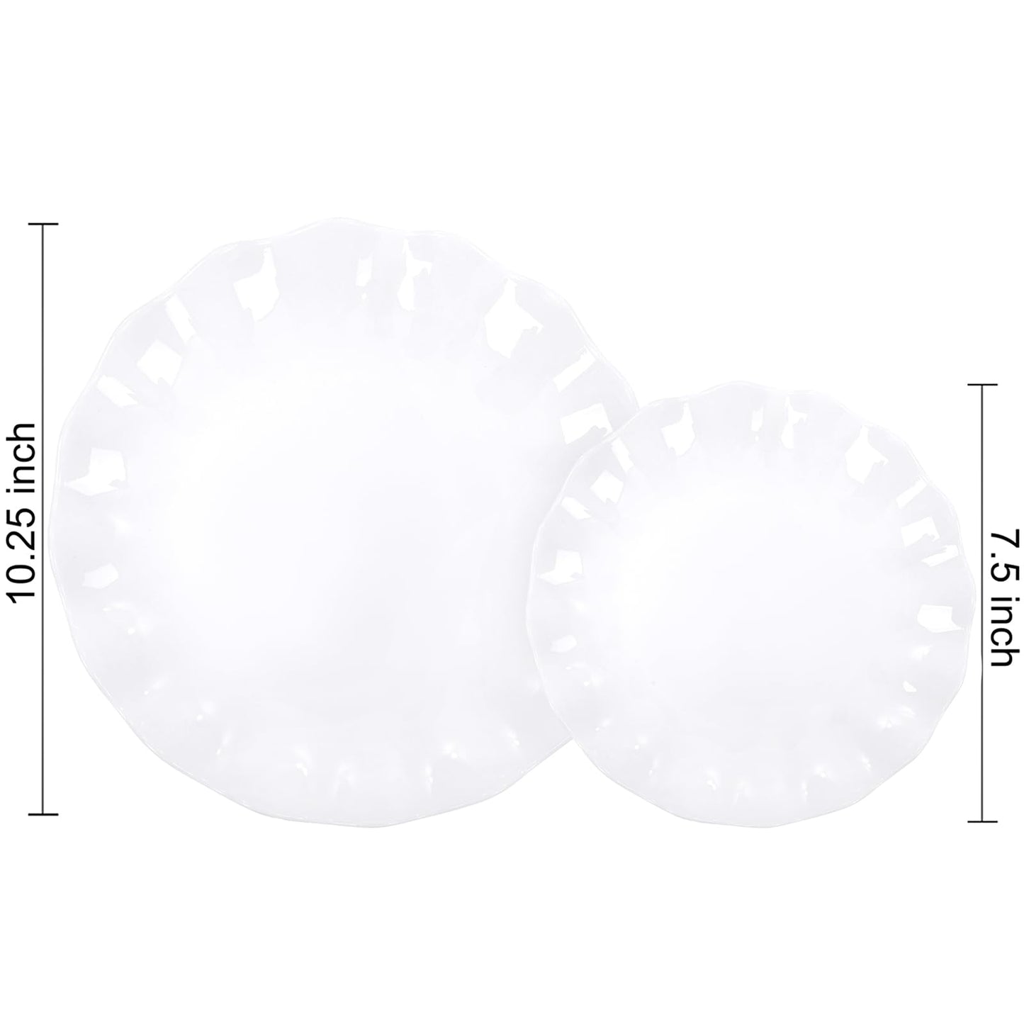 LIYH 24 Pcs White Plastic Plates Reusable - Unbreakable Party Plates, Microwave & Dishwasher Safe Camping Plate Sets Perfect for Parties, Birthday, Picnics, BPA Free (12Guests)