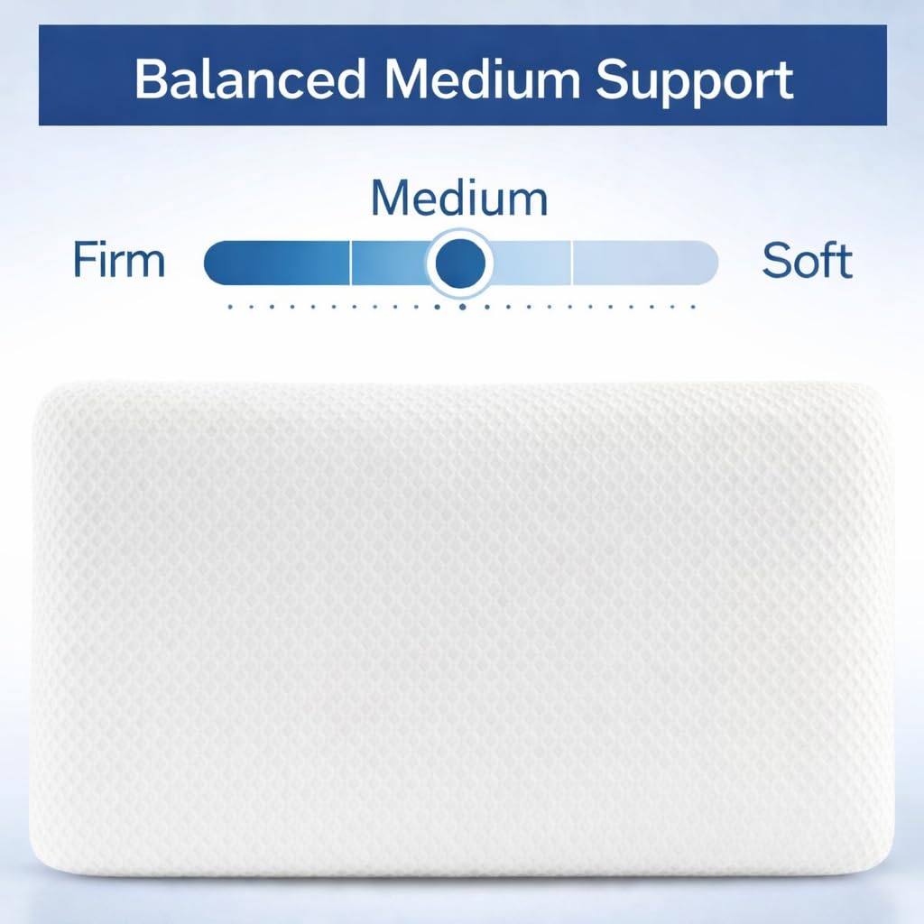 DLIGHT BD Slim 3.2" Stomach Sleeping Memory Foam Pillow-Thin, Flat, Soft Yet Supportative for Belly, Back& Stomach Sleepers (3.2" Slim-King)