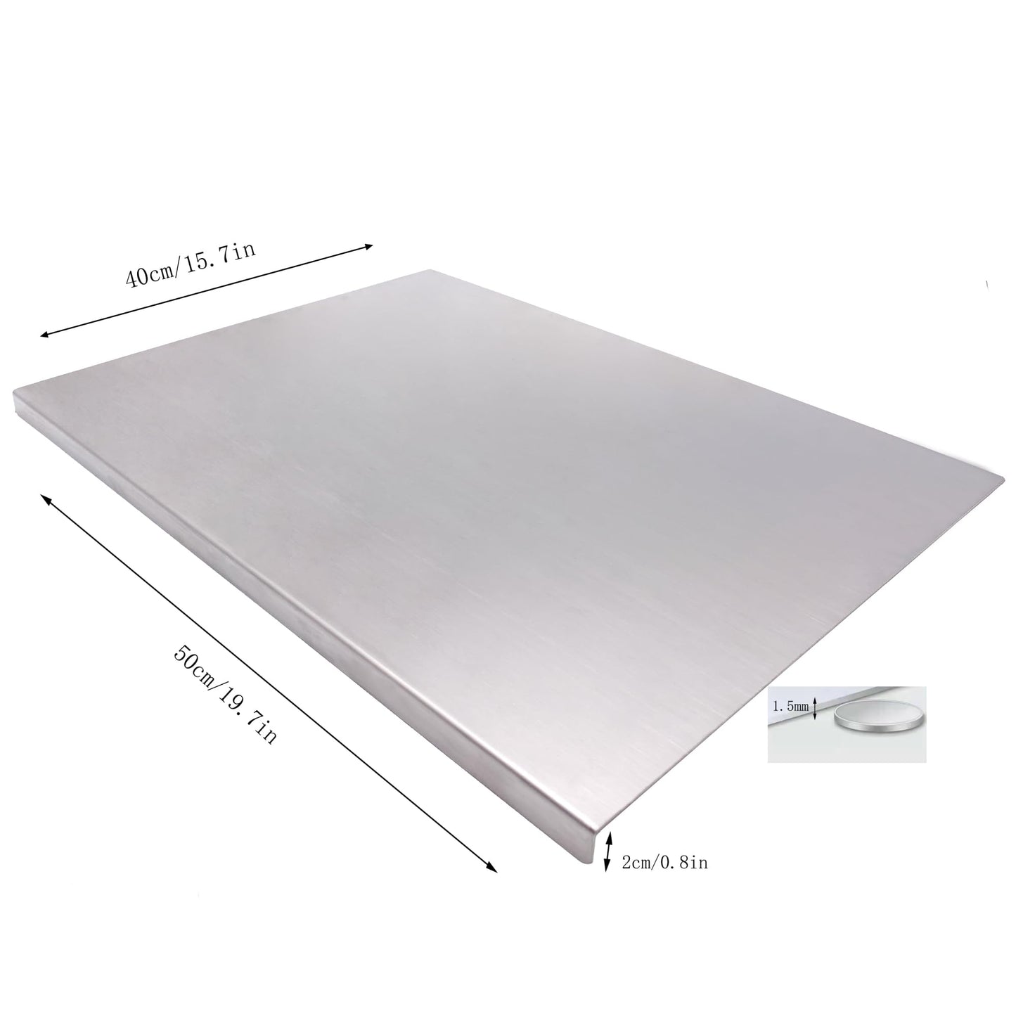 BILLAMB Stainless Steel Cutting Boards for The Kitchen, Suitable for Meat, Fruits, Vegetables, Bread, and Baking Large-sized Cutting Boards (50 x 40cm/19.7 x 15.7 in)