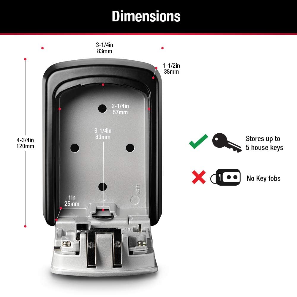 Master Lock Set Your Own combination Wall Mount Lock Box, 5 Key capacity, Black 5401EC
