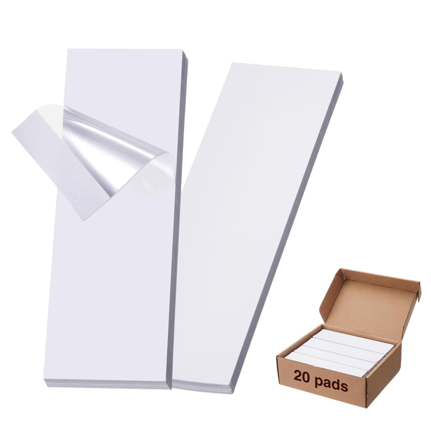 Jaloro 500 Sheets 2'' x 6'' Pre-Cut Packaging Tape Packing Tape Strips, 25 Sheets Per Stack, Containing 20 Stacks for Protecting, Sealing, Packaging, Holding, Closing, Repairing