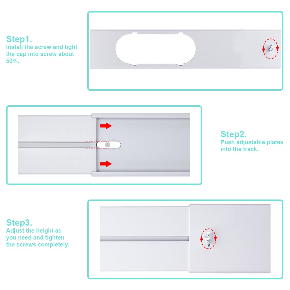 Portable AC Window Slide Kit with Exhaust Hose, Adjustable Window Seal for Air Conditioner Unit, Universal Sliding AC Vent Kit with 5.9” Round Coupler