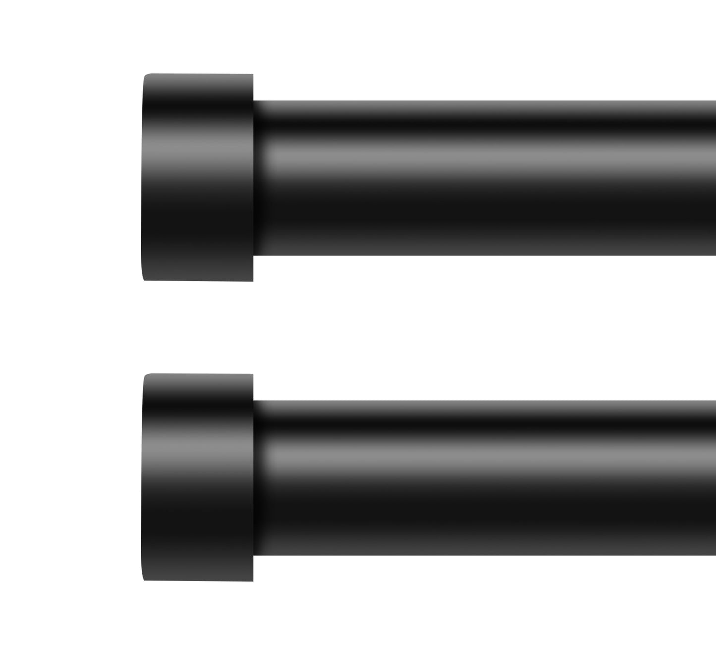VOIIY 2 Pack Curtain Rods for Windows 48 to 84 Inch(4-7 Feet),Black 1'' Diameter Drapery Rods with End Cap Style Design,Modern Adjustable Heavy Duty Curtain Rod,Size:36''-88''