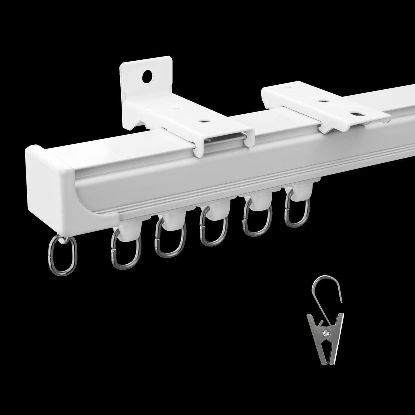 MaKefeile Ceiling Curtain Track,Curtain Track Wall Mounted,Ceiling Mount Rail Room Divider Tracks Extra Long Curtains Rod for Living Room Bedroom Patio Sliding Door Curtains with Clips,White 6ft