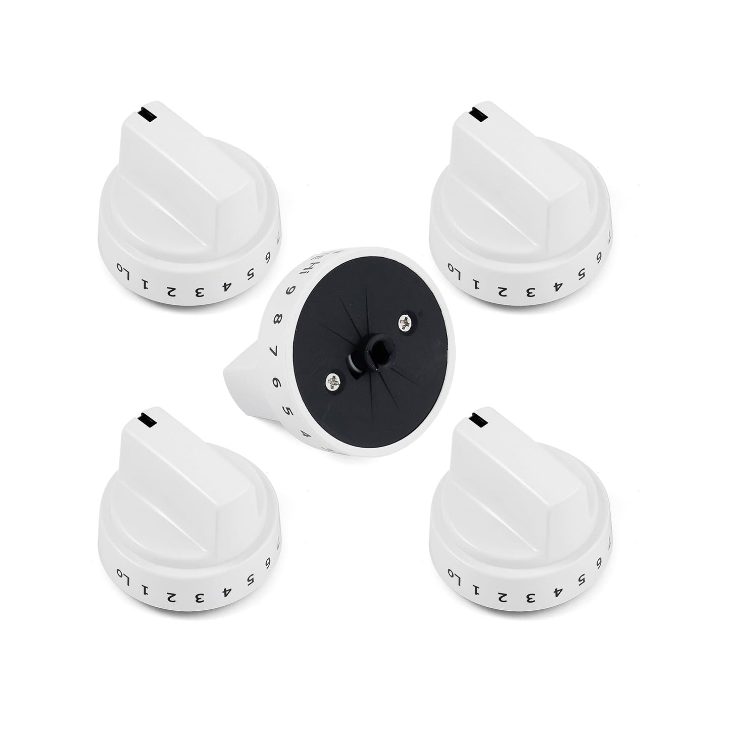 Anniparts KIP 5G92 WB03X24795 Stove Knobs Cooktop Replacement Parts for GE Cooktop Gas Range Stove Top White Plastic JGBS66DEK3WW Electric Oven Control 222D5793 Knobs 5 Pcs